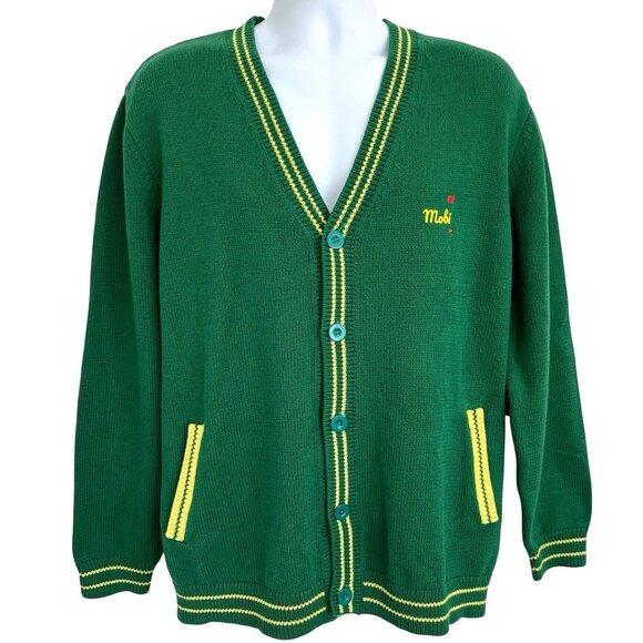 Style Other - Yitai x Mobi Varsity Style Golfing Golf Cardigan Sweater 2XL Green Yellow Knit
